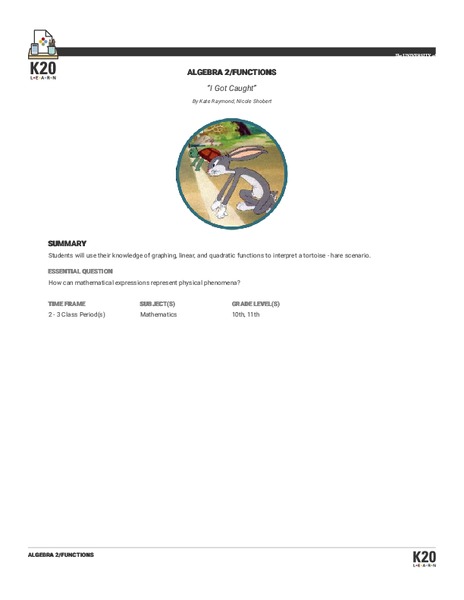 I Got Caught Lesson Plan