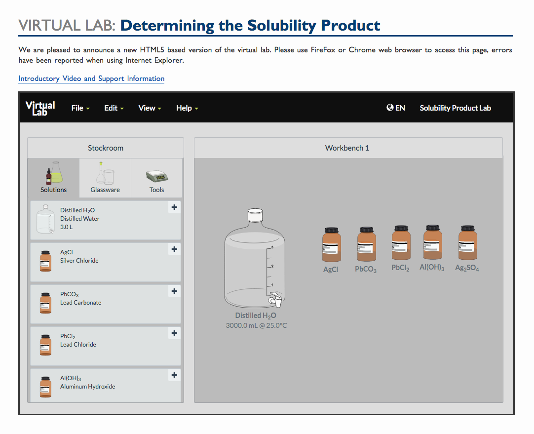 Virtual Lab: Determining the Solubility Product Interactive