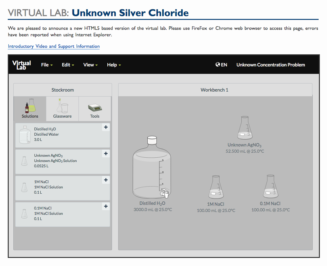 Virtual Lab: Unknown Silver Chloride Interactive