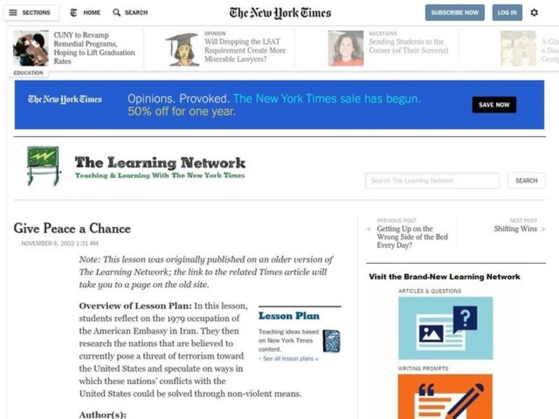 Give Peace a Chance Lesson Plan