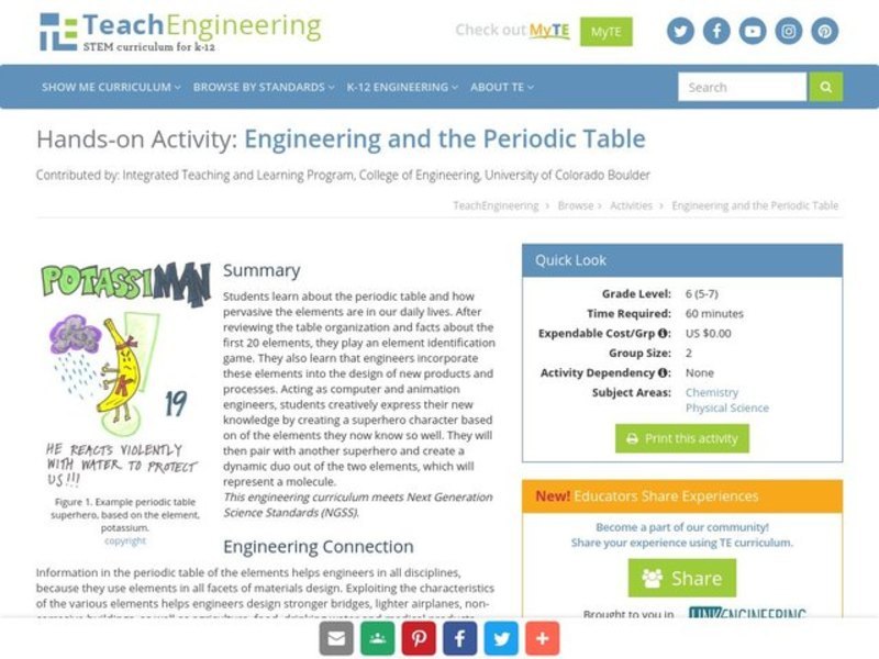Engineering and the Periodic Table Activity
