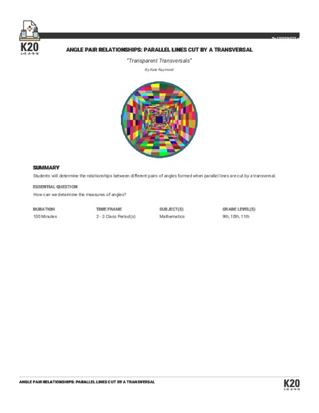 Transparent Transversals Lesson Plan