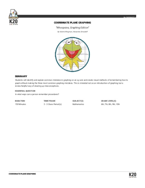 Whoopsies, Graphing Edition: Coordinate Plane Graphing Lesson Plan