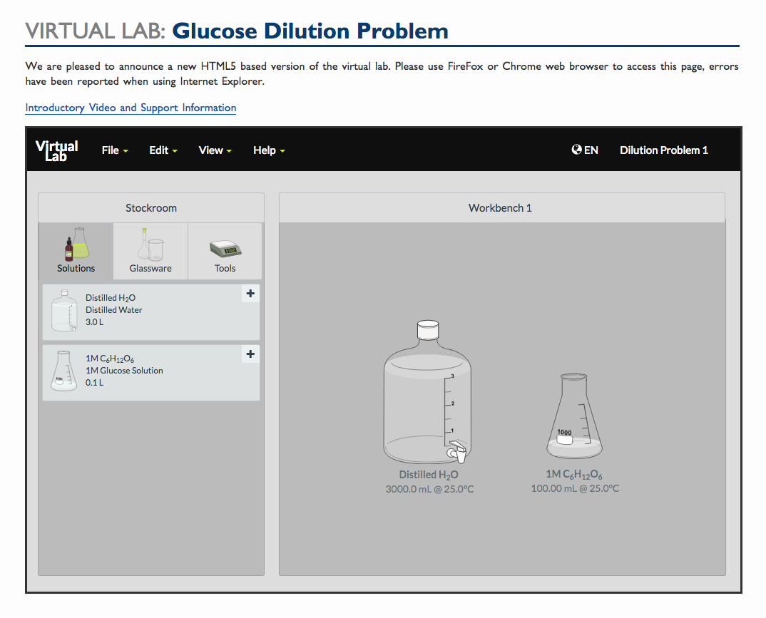 Virtual Lab: Glucose Dilution Problem Interactive