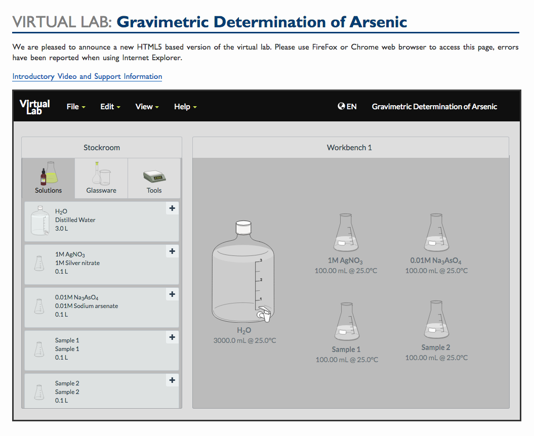 Virtual Lab: Gravimetric Determination of Arsenic Interactive