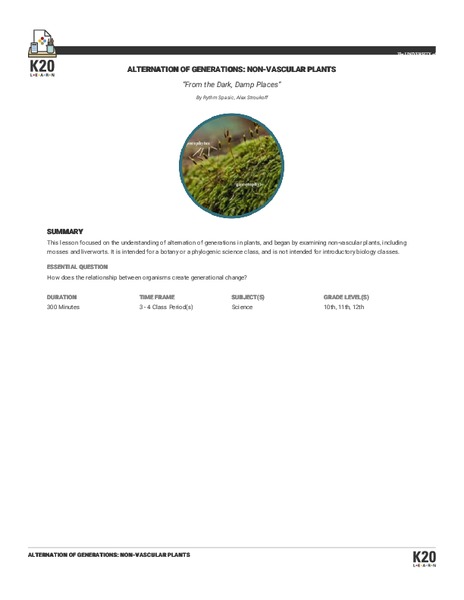 From the Dark, Damp Places Lesson Plan