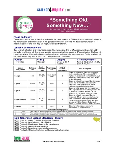"Something Old, Something New..." Lesson Plan