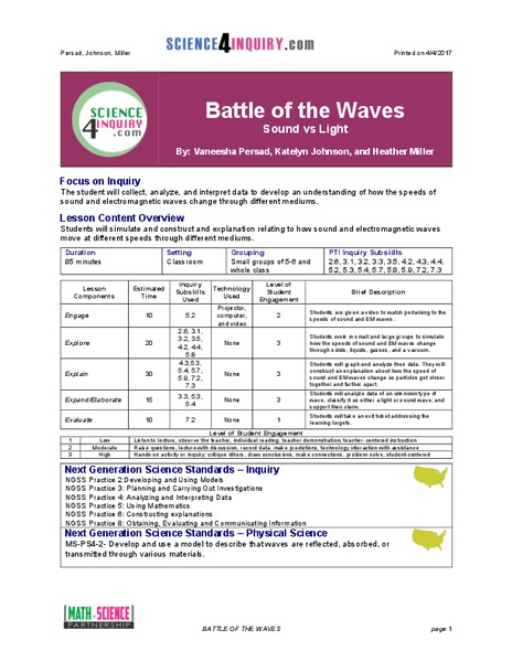 Battle of the Waves Lesson Plan