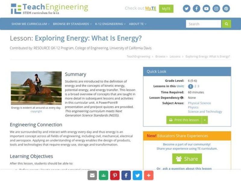 Exploring Energy: What Is Energy? Lesson Plan