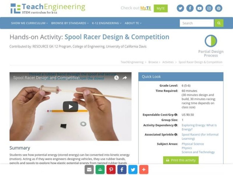 Spool Racer Design and Competition Activity