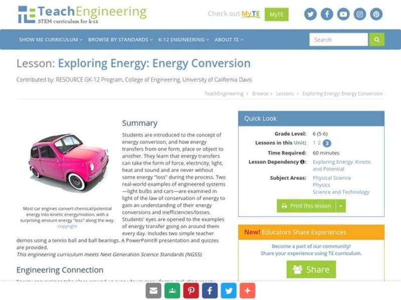 Exploring Energy: Energy Conversion Lesson Plan