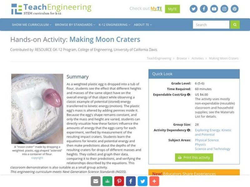 Making Moon Craters Activity