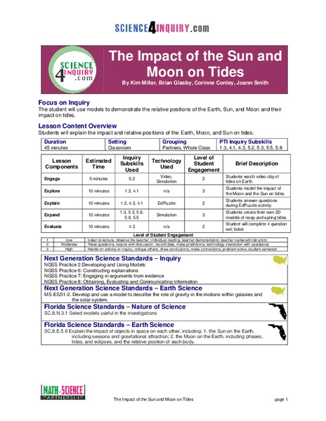 The Impact of the Sun and Moon on Tides Lesson Plan