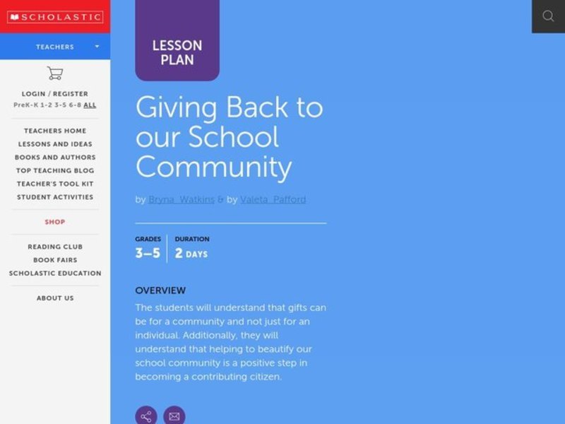 Giving Back to our School Community Lesson Plan