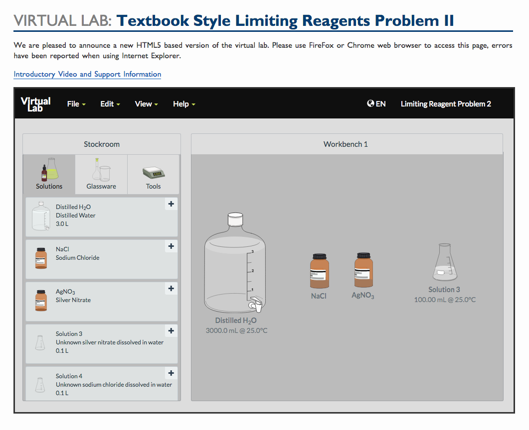 Virtual Lab: Textbook Style Limiting Reagents Problem II Interactive