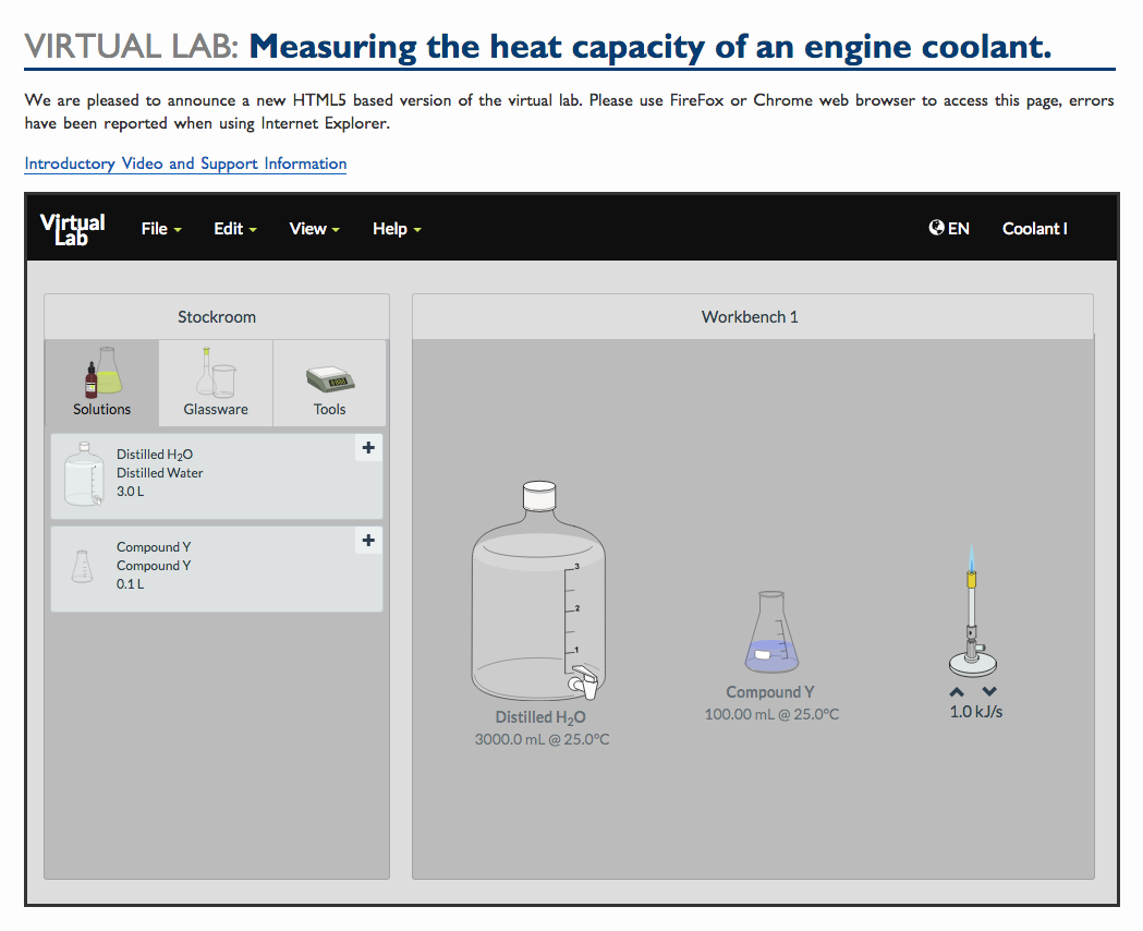 Virtual Lab: Measuring the Heat Capacity of an Engine Coolant Interactive