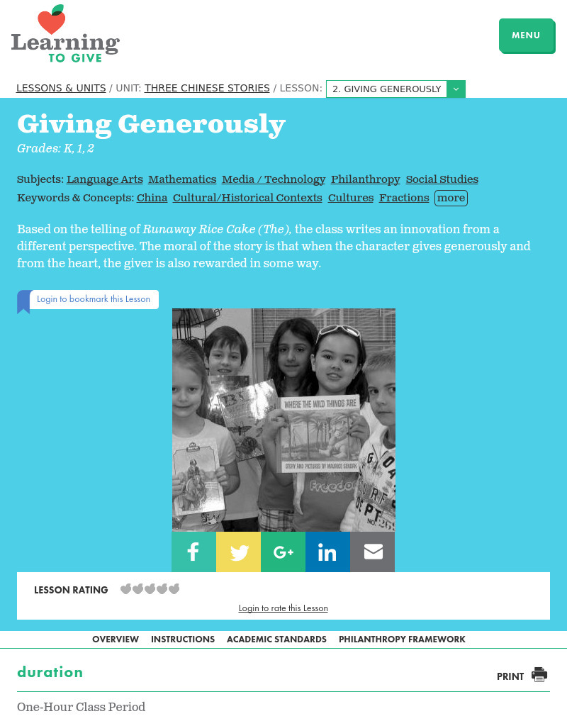 Giving Generously Lesson Plan