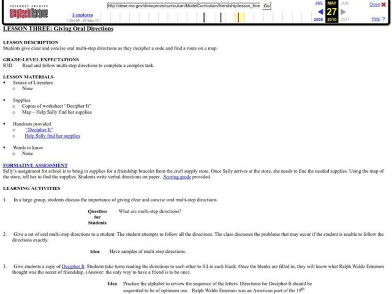 Giving Oral Directions Lesson Plan