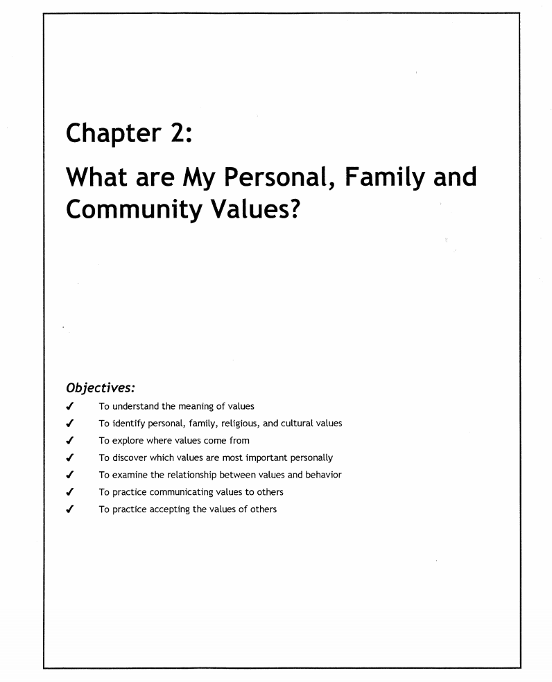 What Are My Personal, Family and Community Values Lesson Plan