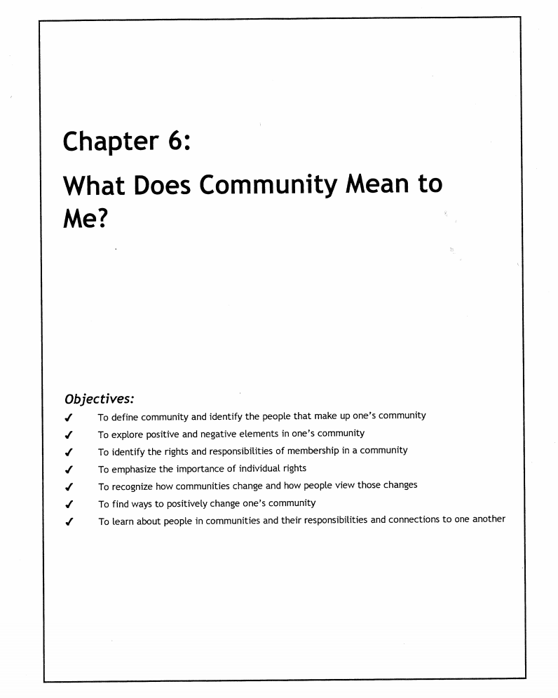 What Does Community Mean to Me? Lesson Plan
