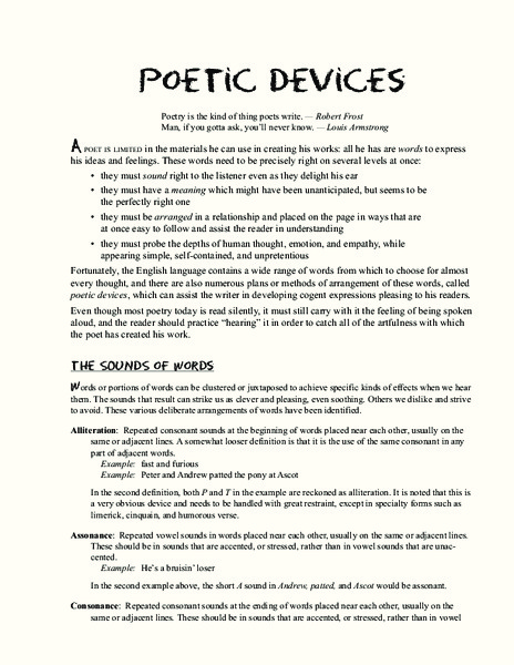 Poetic Devices Handout