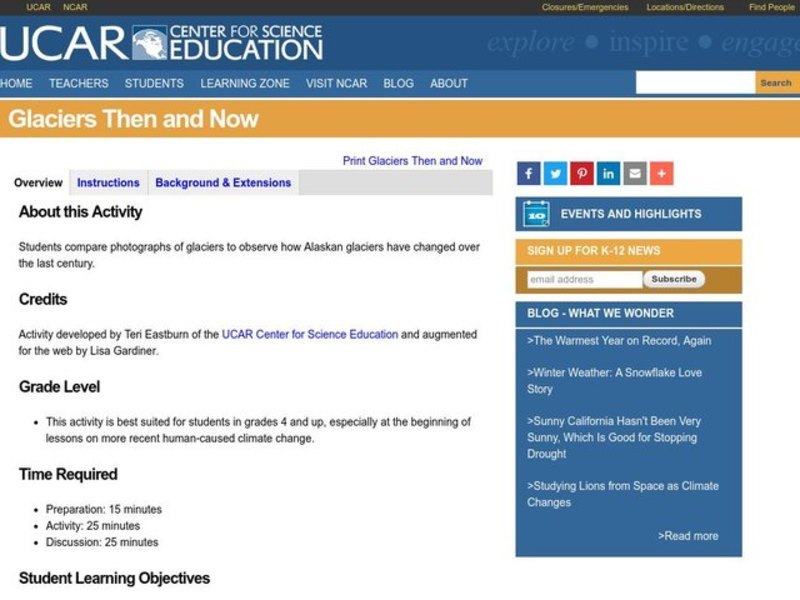 Glaciers: Then and Now Lesson Plan