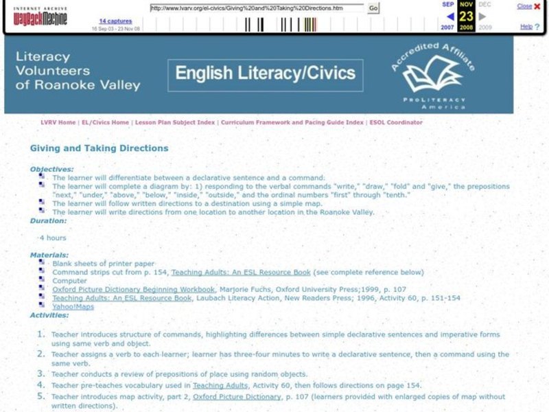 Giving and Taking Directions Lesson Plan