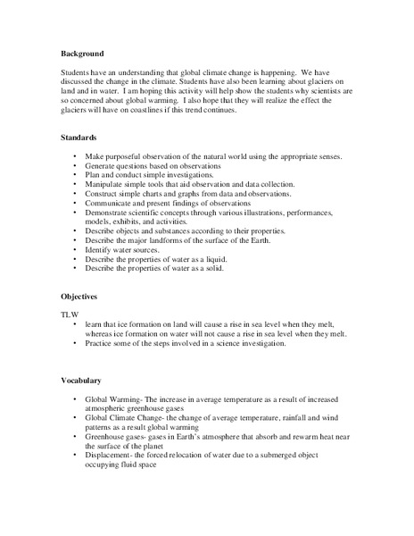 Global Climate Change Lesson Plan