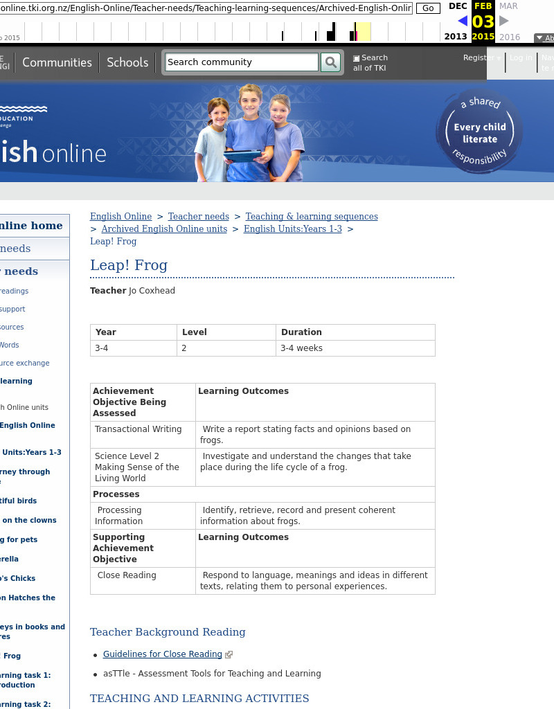 Leap! Frog! Unit Plan