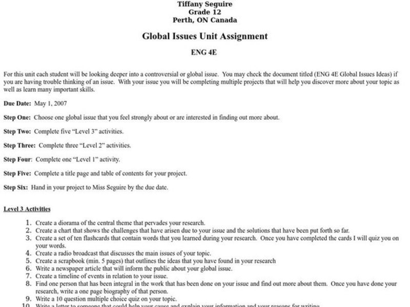 Global Issues Lesson Plan