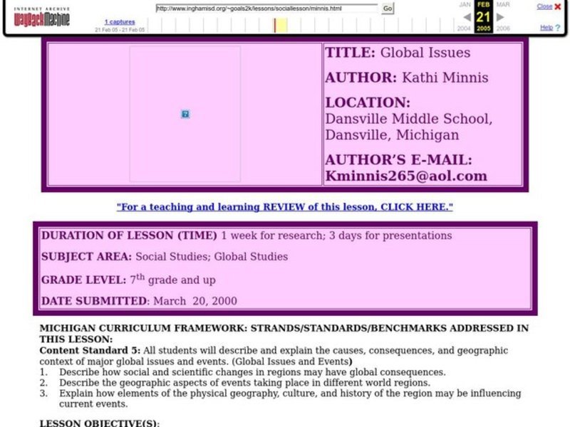 Global Issues Lesson Plan