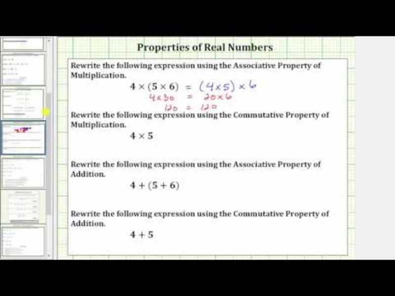 Use the Commutative and Associate Properties of Real Numbers Instructional Video