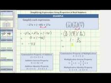Review Properties of Real Numbers While Simplifying Expressions Instructional Video
