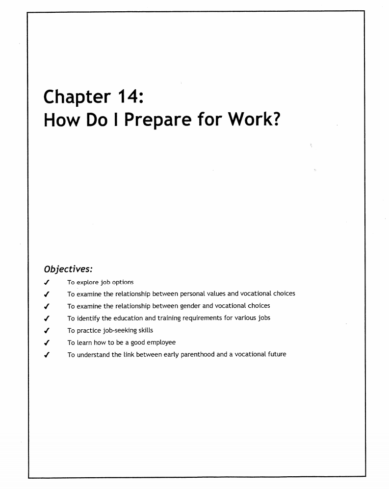 How Do I Prepare for Work? Lesson Plan