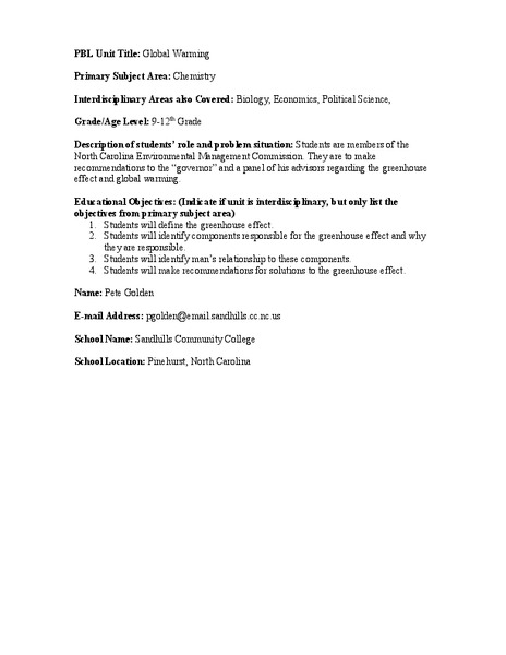 Global Warming Lesson Plan