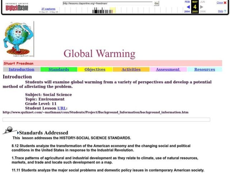 Global Warming Lesson Plan