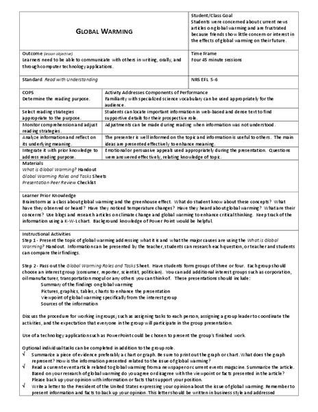 Global Warming Lesson Plan