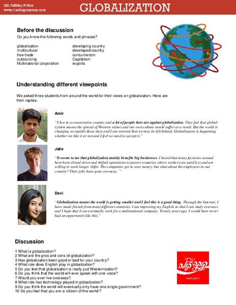 Globalization Worksheet