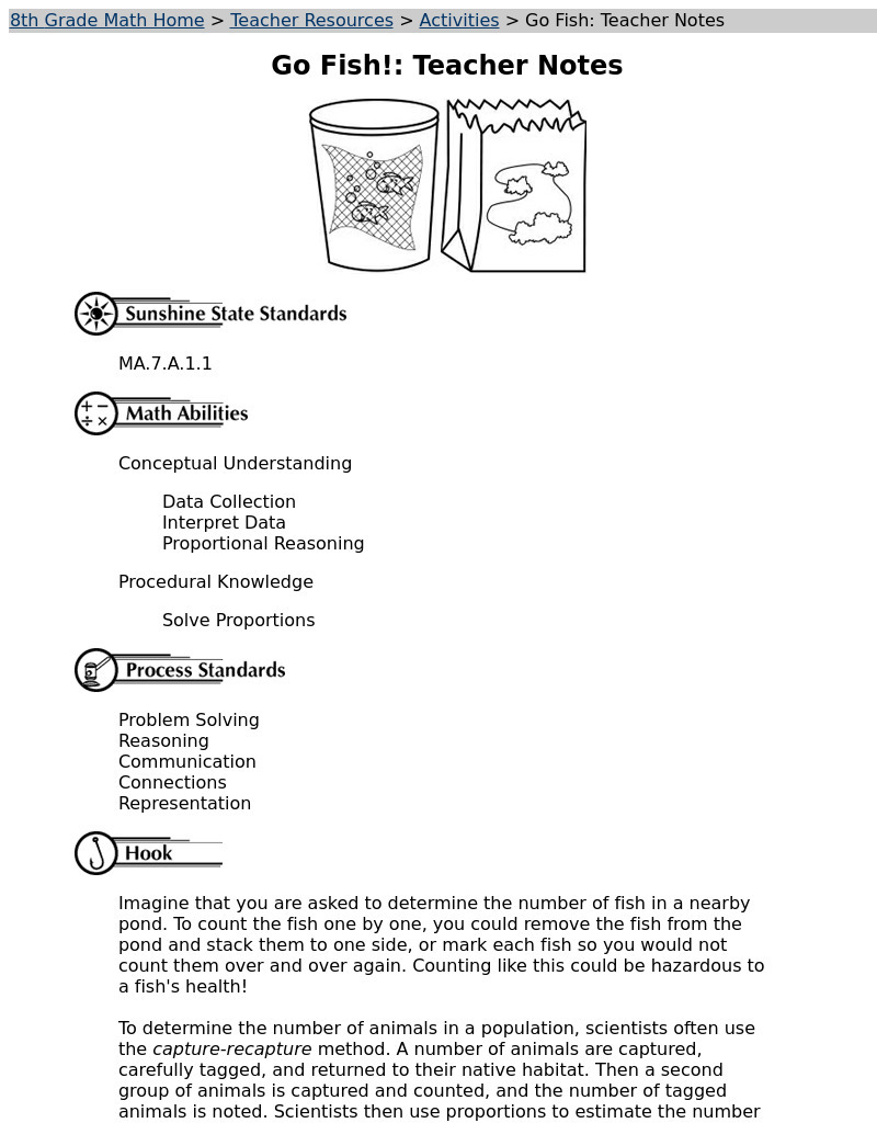 Go Fish! Lesson Plan