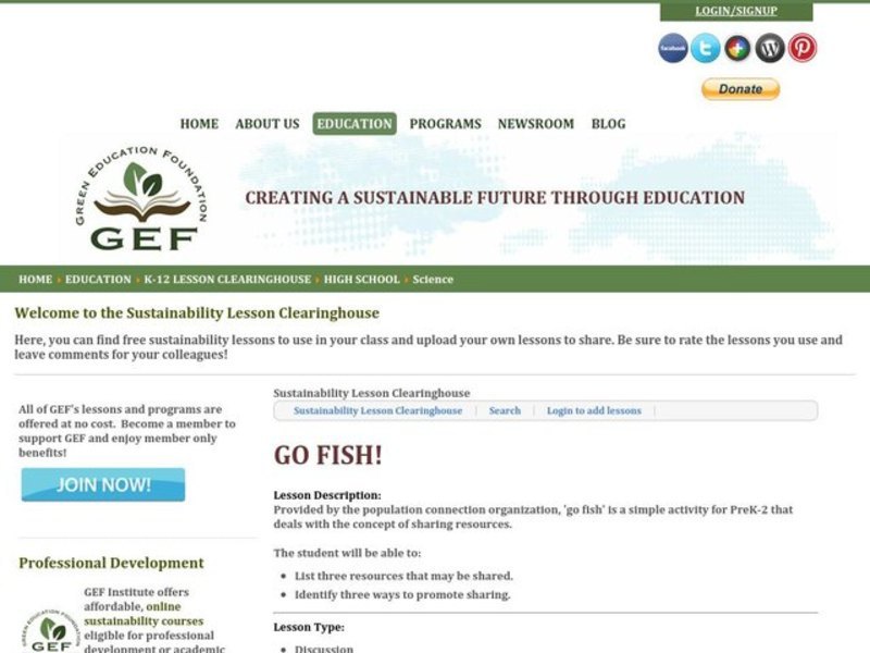 Go Fish! Lesson Plan