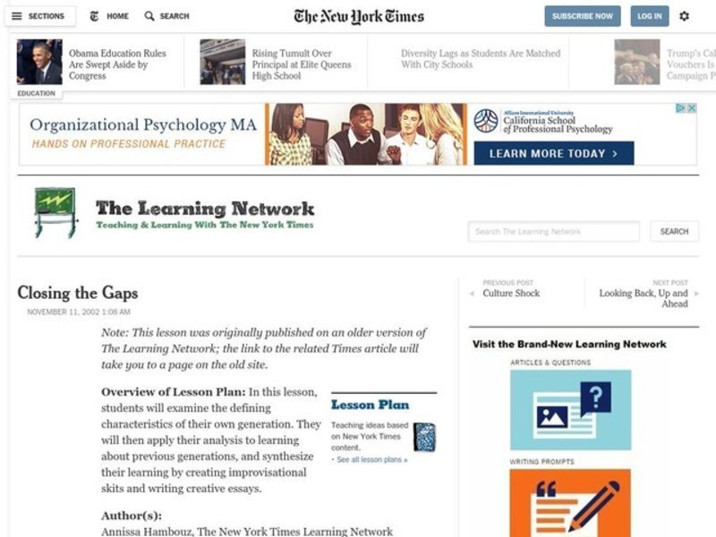 Closing the Gaps Lesson Plan