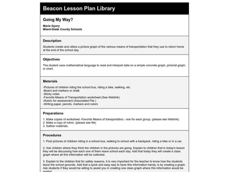Going My Way? Lesson Plan