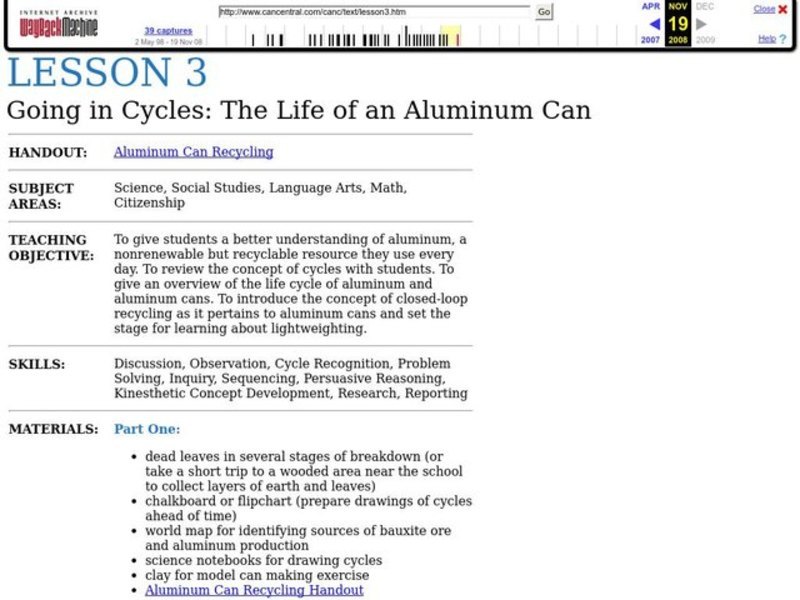 Going in Cycles: The Life of an Aluminum Can Lesson Plan