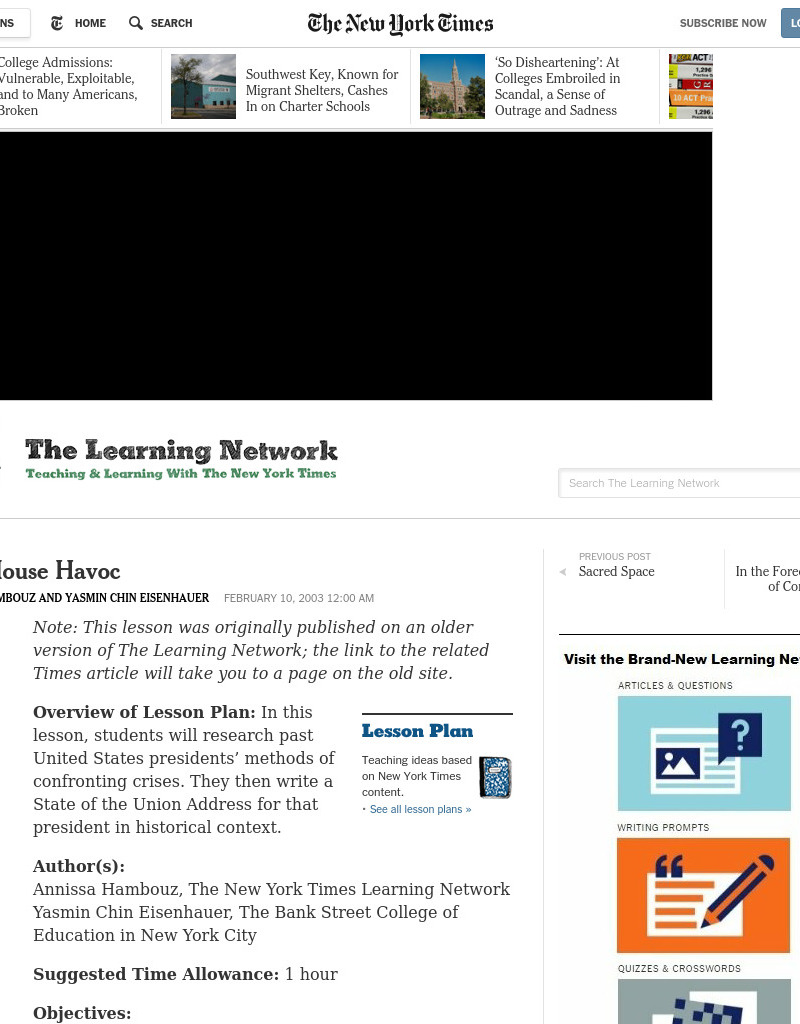 White House Havoc Lesson Plan