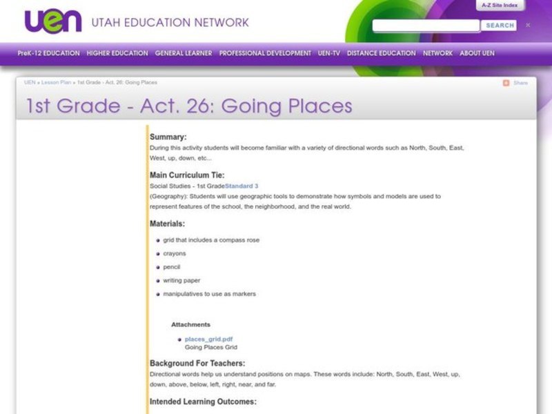 Going Places Lesson Plan