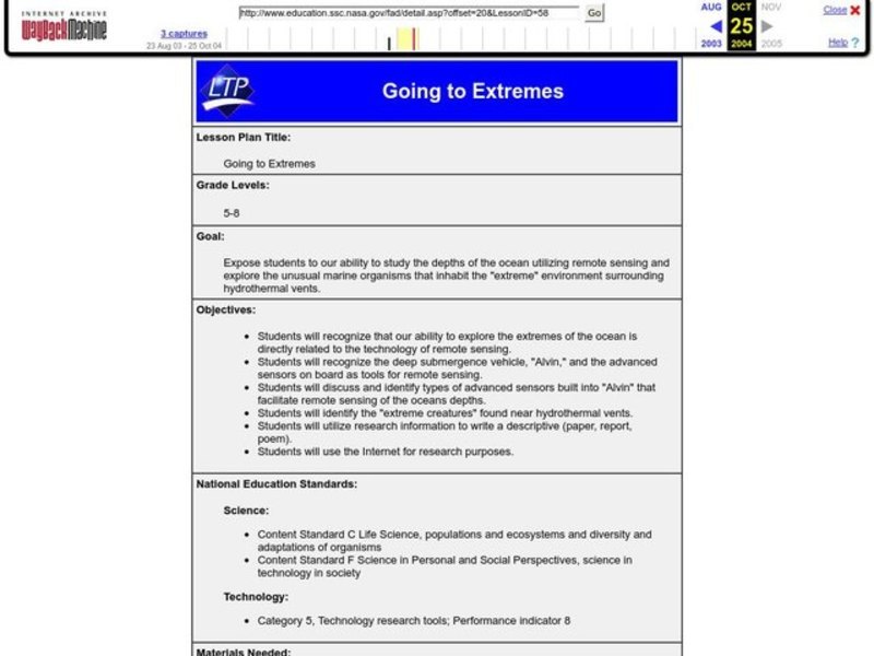 Going to Extremes Lesson Plan