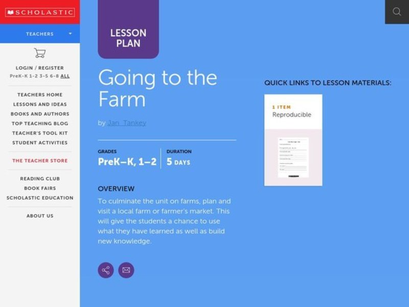 Going to the Farm Lesson Plan