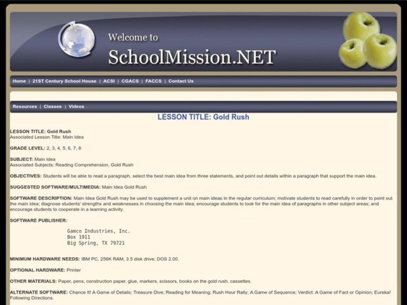 Gold Rush Lesson Plan