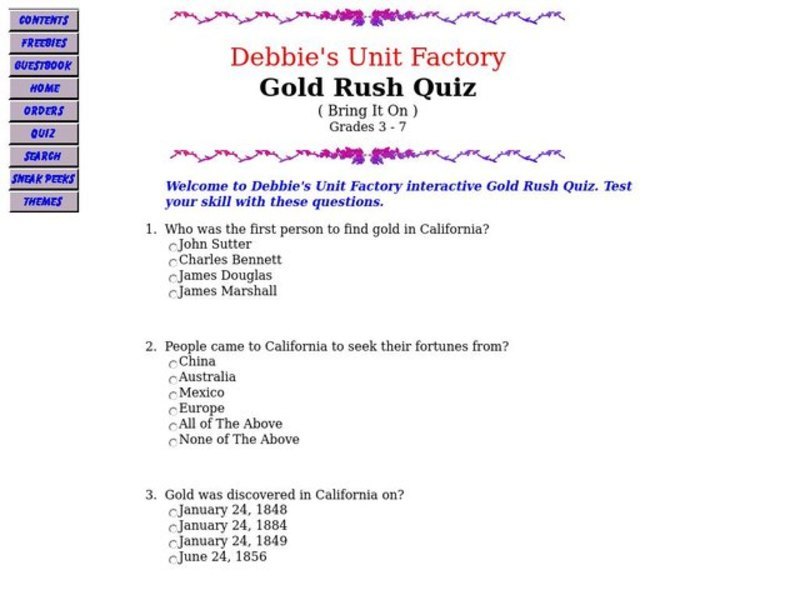 Gold Rush Quiz Interactive