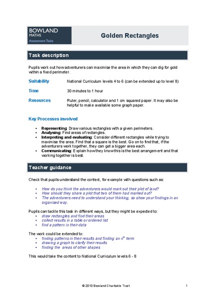 Golden Rectangles Assessment